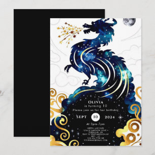 Invitation Anniversaire du dragon radieux magique