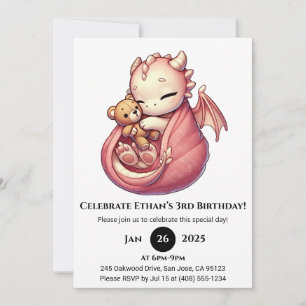 Invitation Anniversaire du dragon rose