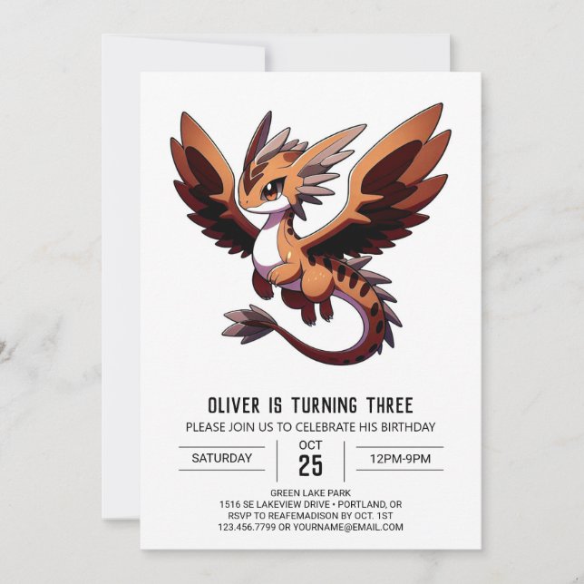 Invitation Anniversaire du dragon Wild Boho (Devant)