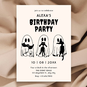 Invitation anniversaire du fantôme de chat noir