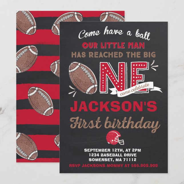 Invitation Anniversaire du football d'invitation (Devant / Derrière)