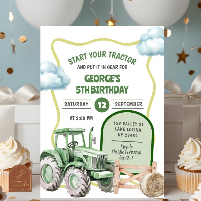 Invitation Anniversaire du gamin au tracteur (Créateur téléchargé)