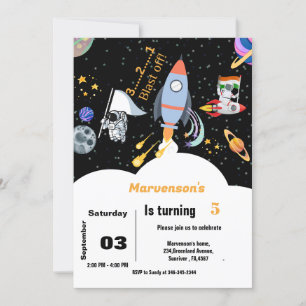 Invitation Anniversaire du garçon astronaute spatial