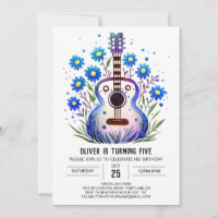 Anniversaire du garçon de guitare acoustique impri