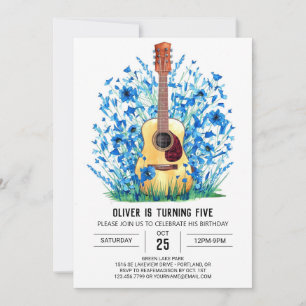 Invitation Anniversaire du garçon de guitare Whimsical du mus