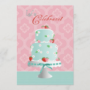 Invitation Anniversaire du gâteau aux fraises