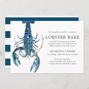 Invitation Anniversaire du gâteau de homard bleu océan  Répar