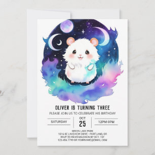 Invitation Anniversaire du hamster de Boho magique
