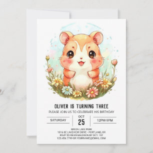 Invitation Anniversaire du hamster en style Boho
