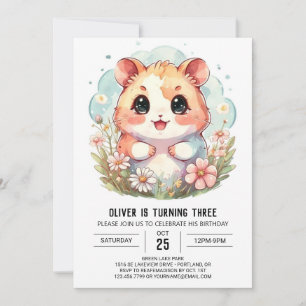 Invitation Anniversaire du Hamster numérique fleur sauvage