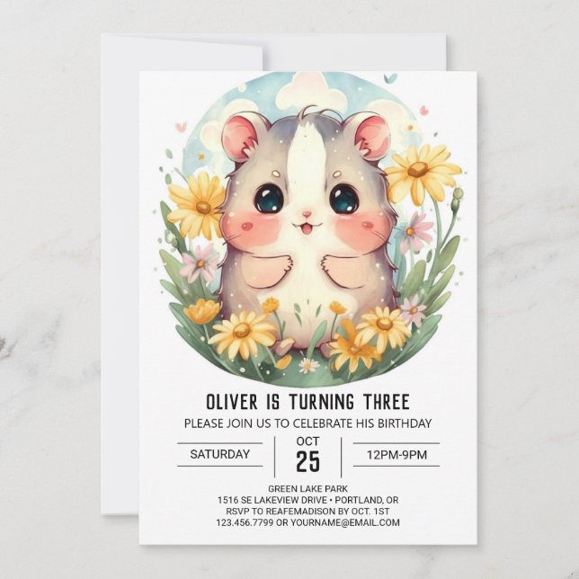 Invitation Anniversaire du Hamster pour animaux de compagnie (Devant)