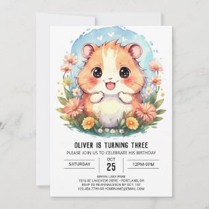 Invitation Anniversaire du joli hamster numérique