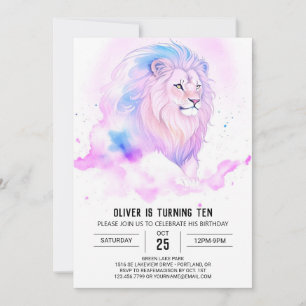 Invitation Anniversaire du lion bohème moderne