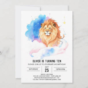 Invitation Anniversaire du lion chic moderne