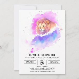 Invitation Anniversaire du lion chic sauvage
