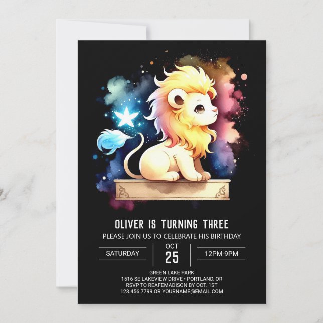 Invitation Anniversaire du lion enchanté (Devant)