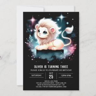 Invitation Anniversaire du lion enchanté Pastel