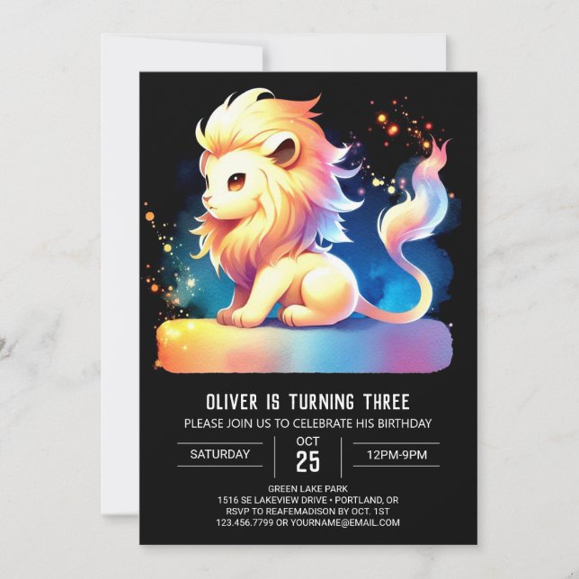 Invitation Anniversaire du lion magique (Devant)