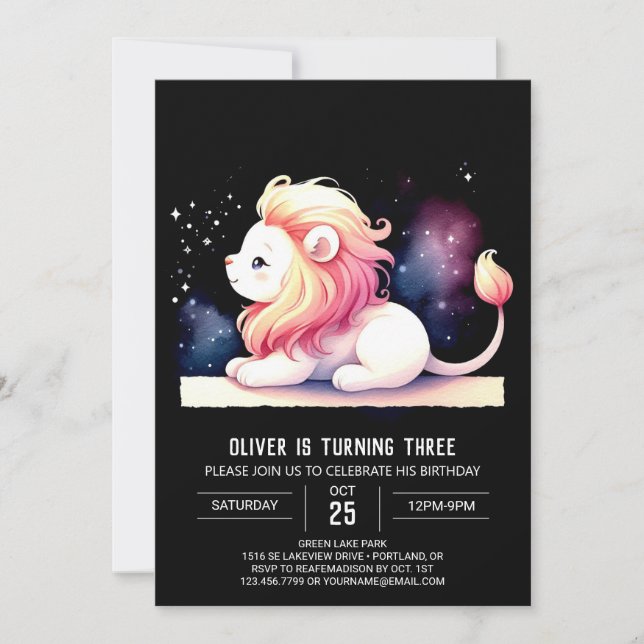 Invitation Anniversaire du lion magique (Devant)