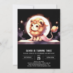 Invitation Anniversaire du lion magique moderne