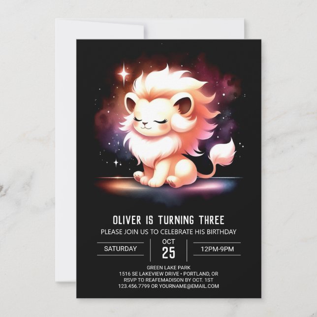 Invitation Anniversaire du lion minimaliste Dreamalist (Devant)