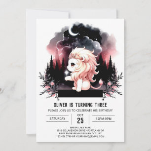 Invitation Anniversaire du Lion Pastel Whimsical