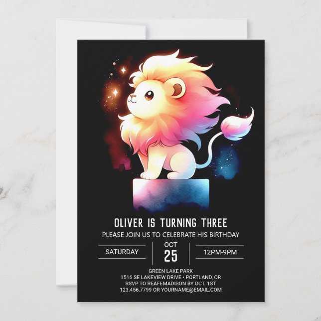 Invitation Anniversaire du lion Safari enchanté (Devant)