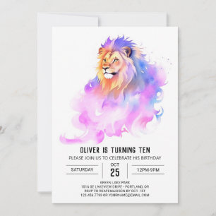 Invitation Anniversaire du lion sauvage Whimsical