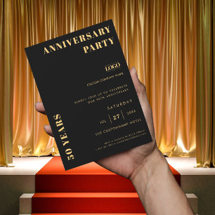Invitation Anniversaire du logo de la société Black & Gold Mi