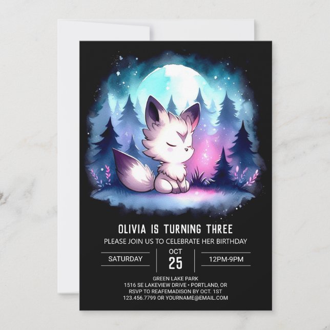 Invitation Anniversaire du loup amusant enchanté (Devant)