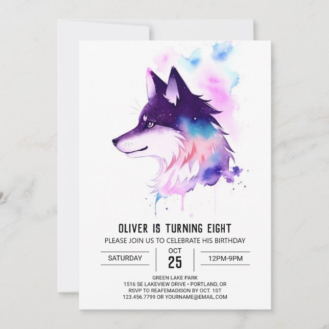 Invitation Anniversaire du loup Céleste Howling (Devant)
