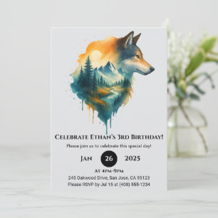 Invitation Anniversaire du loup de montagne