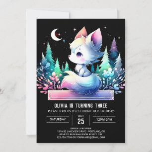 Invitation Anniversaire du loup doux magique