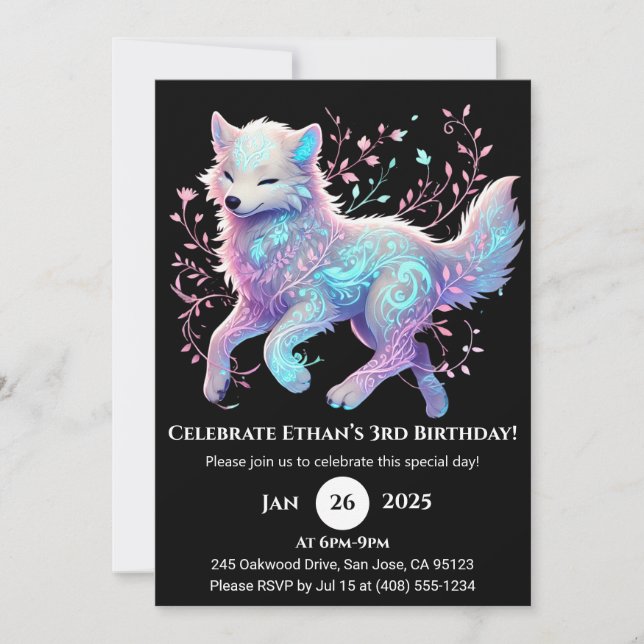 Invitation Anniversaire du Loup du Jardin Tranquille (Devant)
