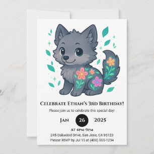 Invitation Anniversaire du loup floral