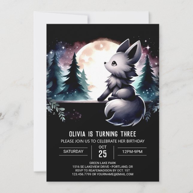 Invitation Anniversaire du loup numérique imprimable (Devant)