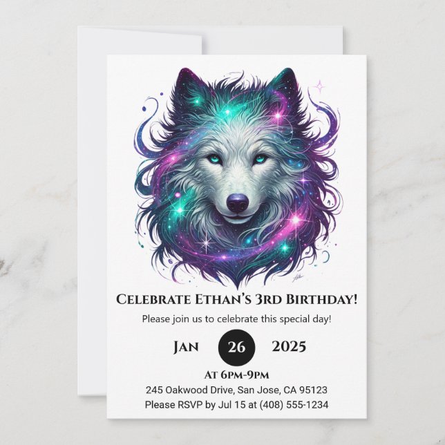 Invitation Anniversaire du loup Starlight (Devant)