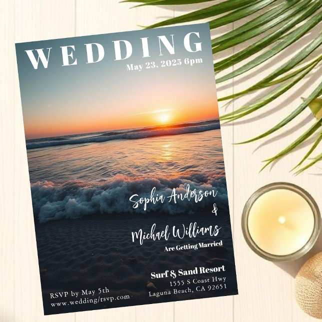 Invitation Anniversaire du Magazine Cover Beach (Magazine Cover Beach Wedding Invitation )