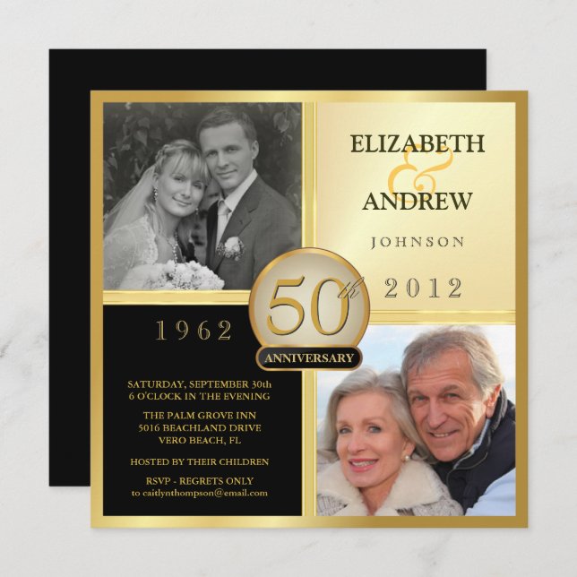 Invitation Anniversaire du mariage Alors et maintenant Invita (Devant / Derrière)