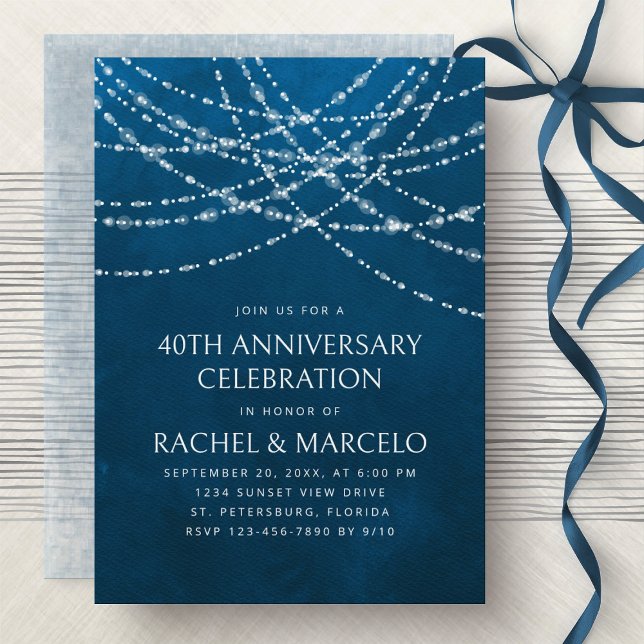 Invitation Anniversaire du Mariage bleu (Créateur téléchargé)
