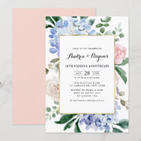 Anniversaire du Mariage Blue Hydrangeas and Pink R