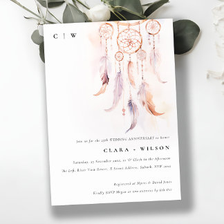 Invitation Anniversaire du Mariage Boho Feather Dreamcatcher