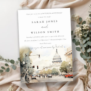 Invitation Anniversaire du Mariage Chic Washington DC Waterco
