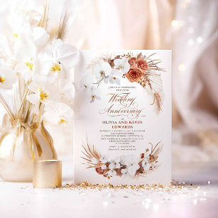Invitation Anniversaire du Mariage de la fleur blanche de ter