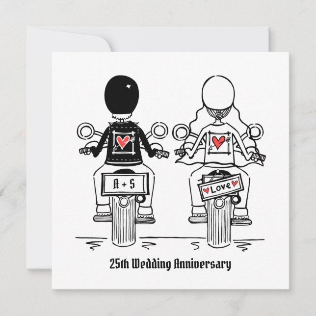 Invitation Anniversaire du Mariage de moto sur mesure (Devant)