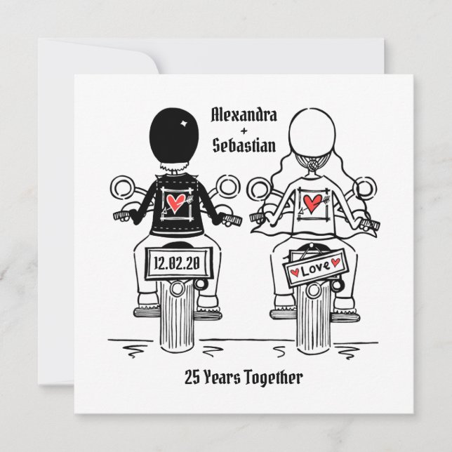 Invitation Anniversaire du Mariage de moto sur mesure (Devant)