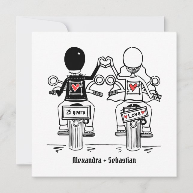 Invitation Anniversaire du Mariage de moto sur mesure (Devant)