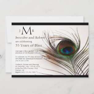 Invitation Anniversaire du Mariage de plume de paon