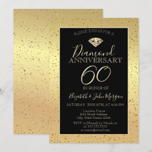 Invitation Anniversaire du Mariage Diamond Confetti Gold