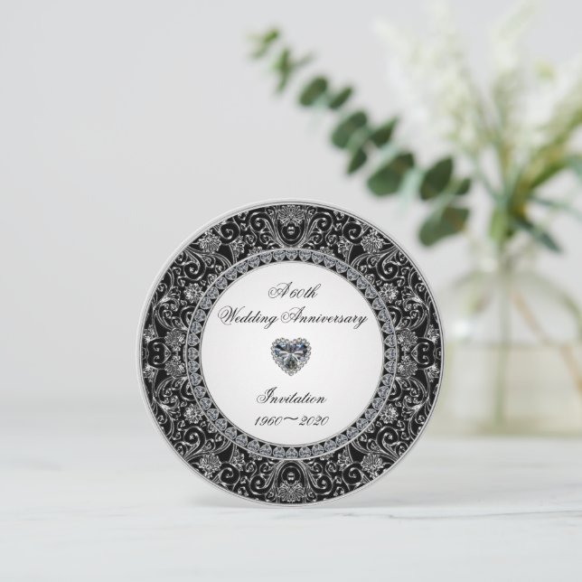Invitation Anniversaire du Mariage Diamond en Onyx Noir (Debout devant)